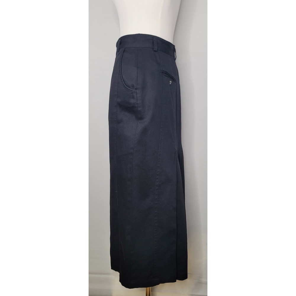 Vintage Together Black Button Front Midi Skirt Pleated Back‎ Dark Academia - Picture 4 of 9